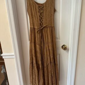 Scully Brown Lace-Up Maxi Dress